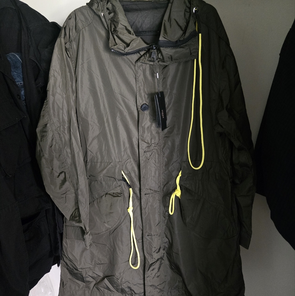 Gianfranco Ferre Men's Olive Green Hooded Fishtail Parka XXL 54 IT